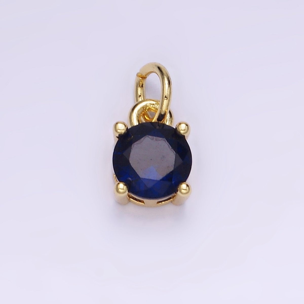 14K Gold Filled Round Birthstone CZ Solitaire Charm in Gold & Silver | W509 - W520