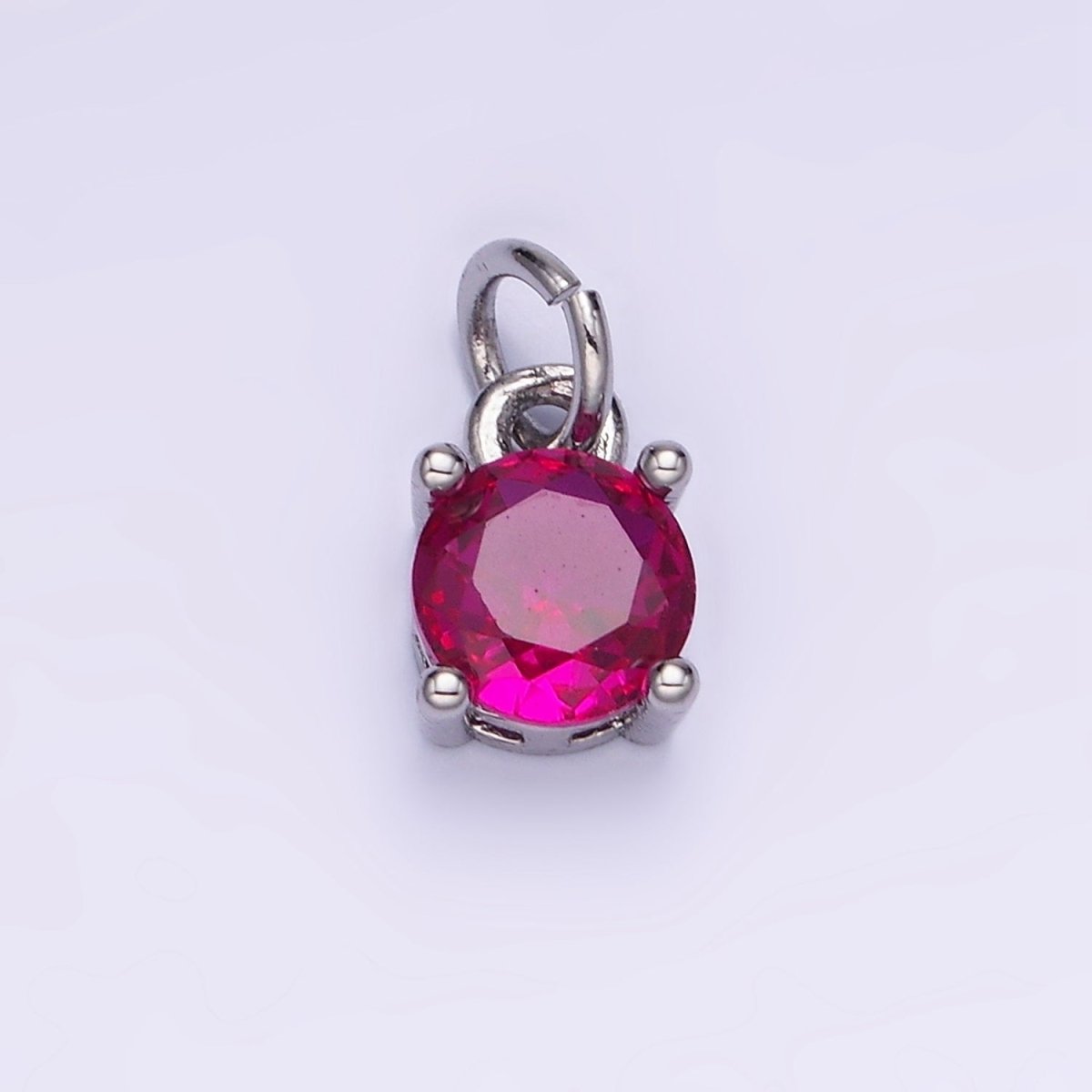 14K Gold Filled Round Birthstone CZ Solitaire Charm in Gold & Silver | W509 - W520