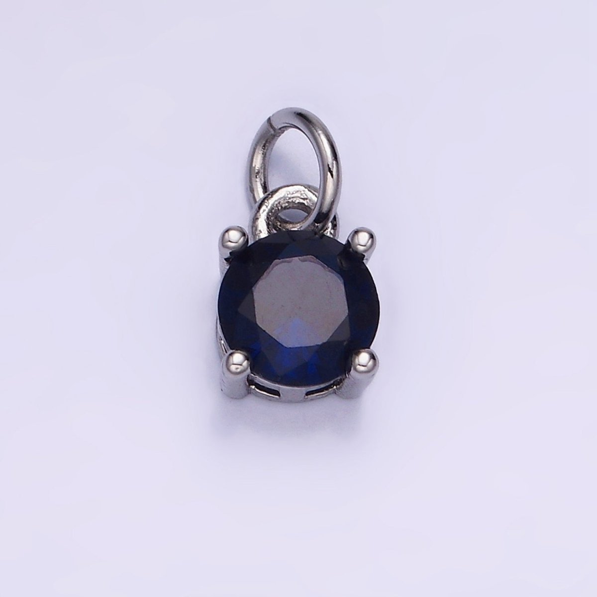 14K Gold Filled Round Birthstone CZ Solitaire Charm in Gold & Silver | W509 - W520
