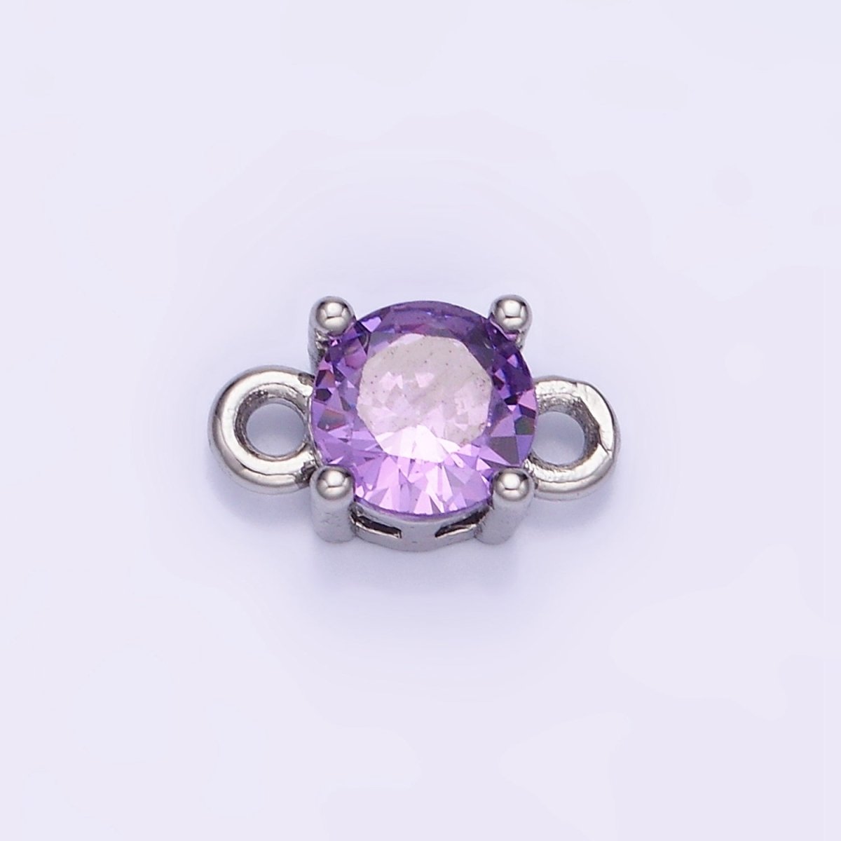 14K Gold Filled Round Birthstone CZ Solitaire Connector in Gold & Silver | G297 - G308