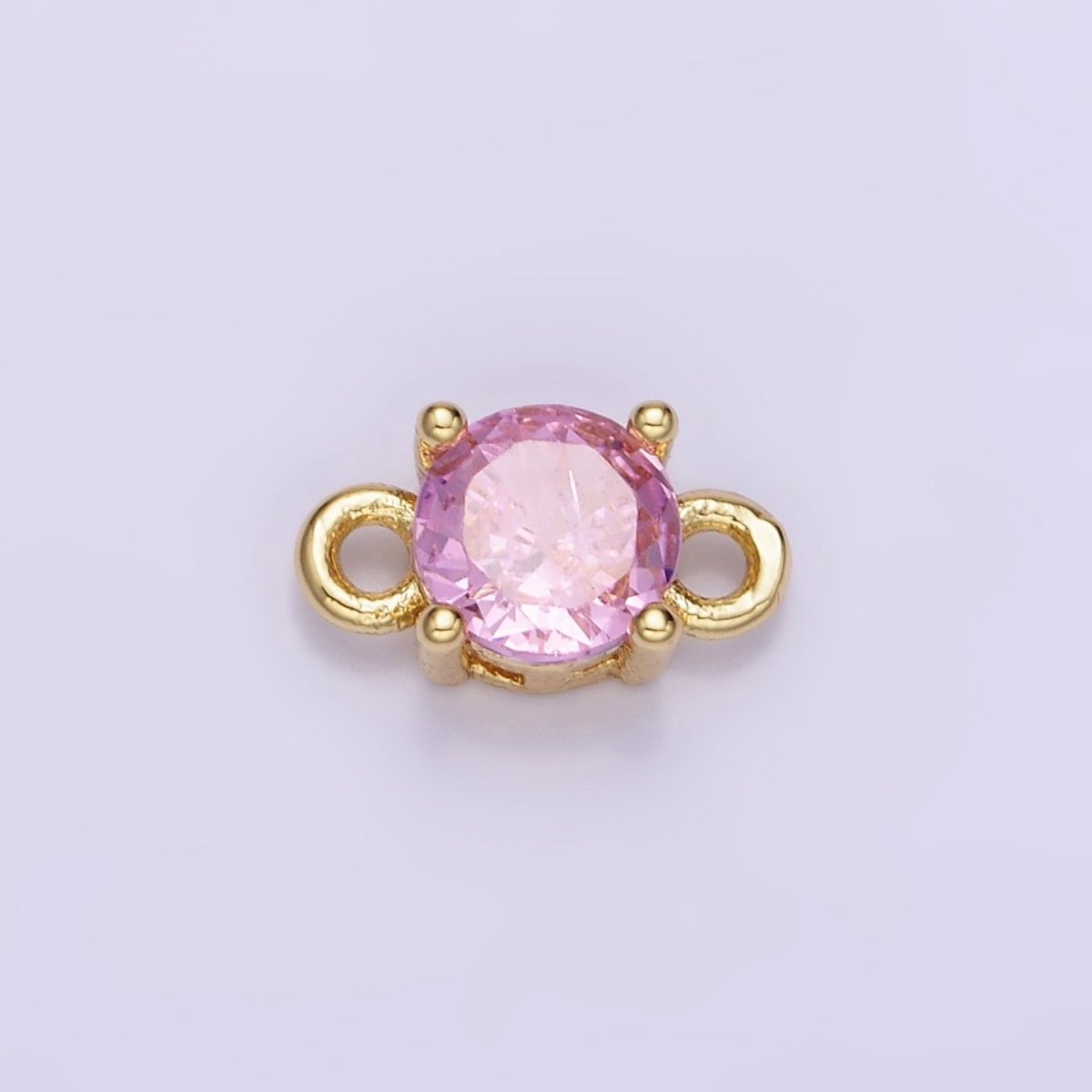 14K Gold Filled Round Birthstone CZ Solitaire Connector in Gold & Silver | G297 - G308