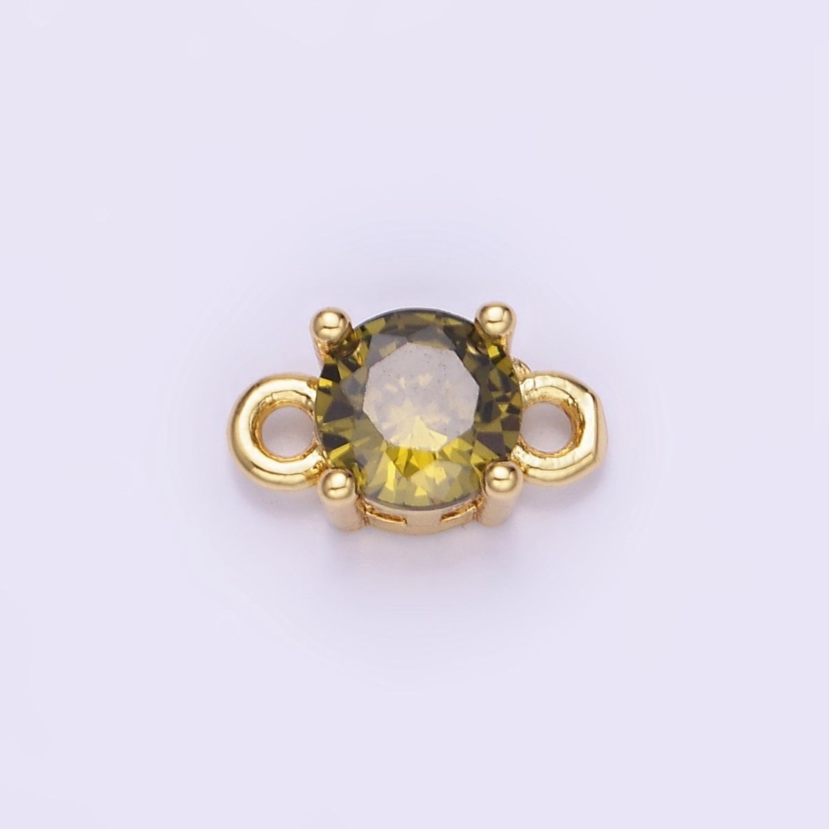 14K Gold Filled Round Birthstone CZ Solitaire Connector in Gold & Silver | G297 - G308