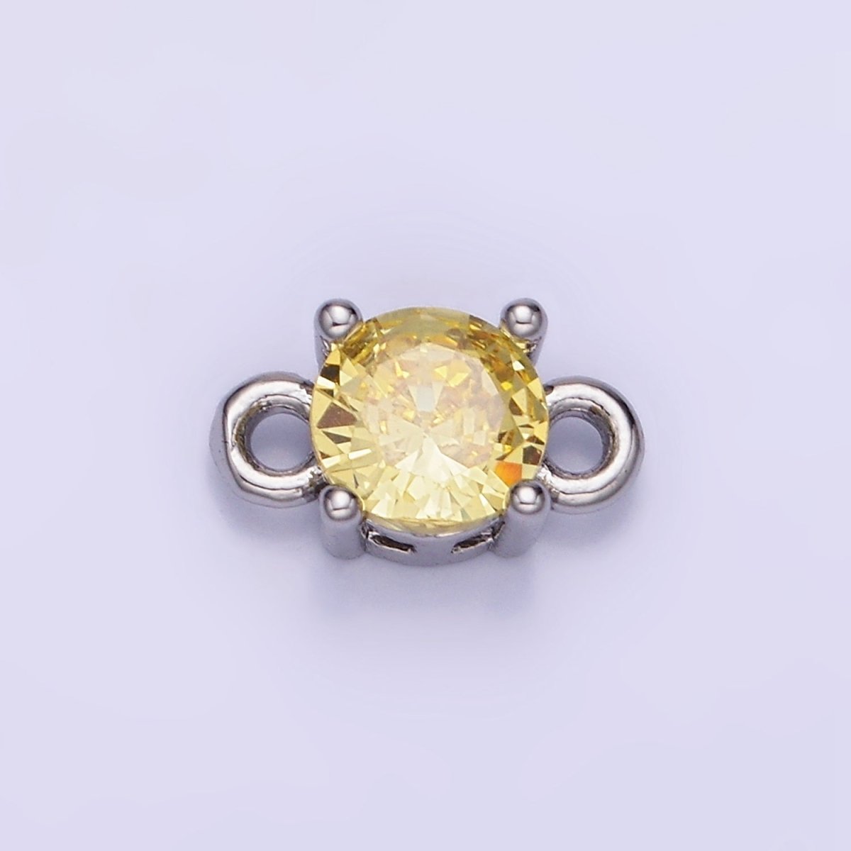 14K Gold Filled Round Birthstone CZ Solitaire Connector in Gold & Silver | G297 - G308