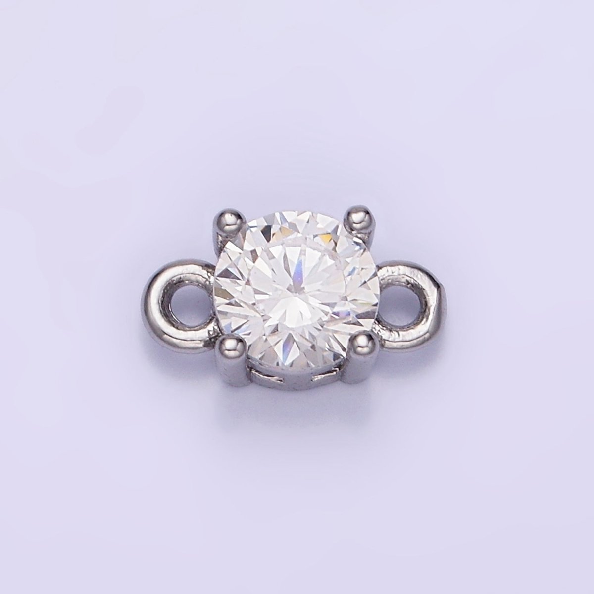 14K Gold Filled Round Birthstone CZ Solitaire Connector in Gold & Silver | G297 - G308