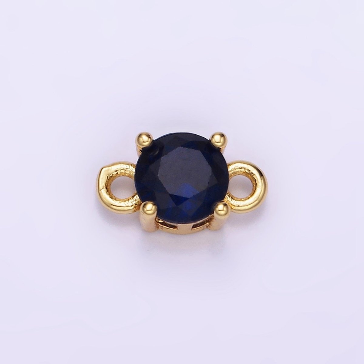 14K Gold Filled Round Birthstone CZ Solitaire Connector in Gold & Silver | G297 - G308
