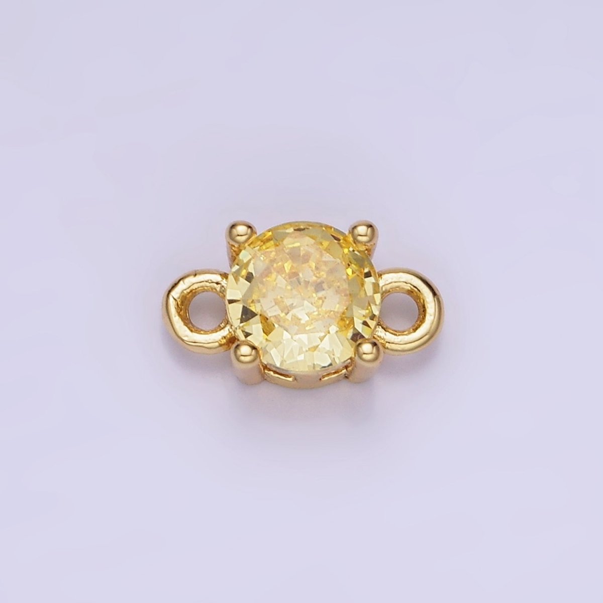 14K Gold Filled Round Birthstone CZ Solitaire Connector in Gold & Silver | G297 - G308
