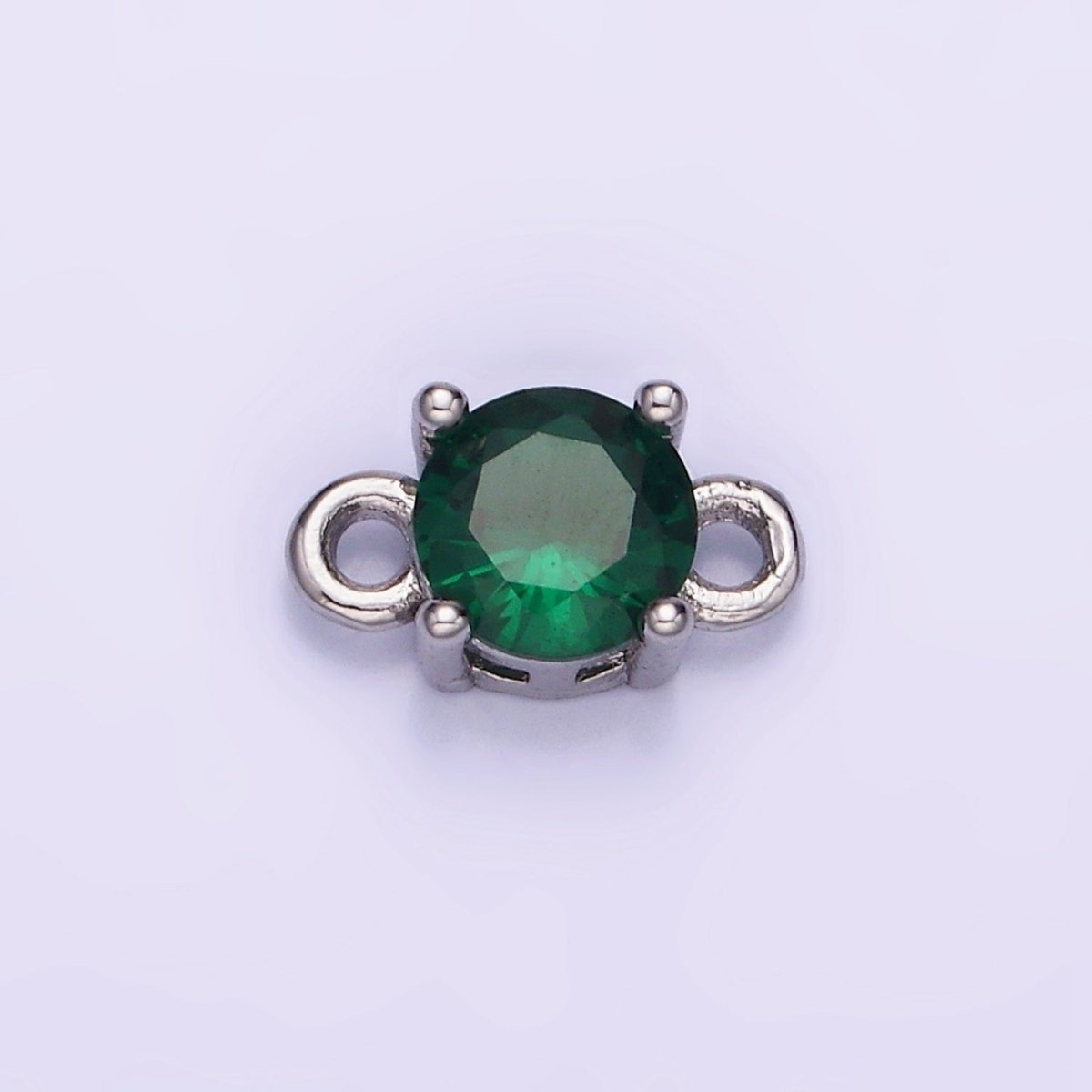 14K Gold Filled Round Birthstone CZ Solitaire Connector in Gold & Silver | G297 - G308