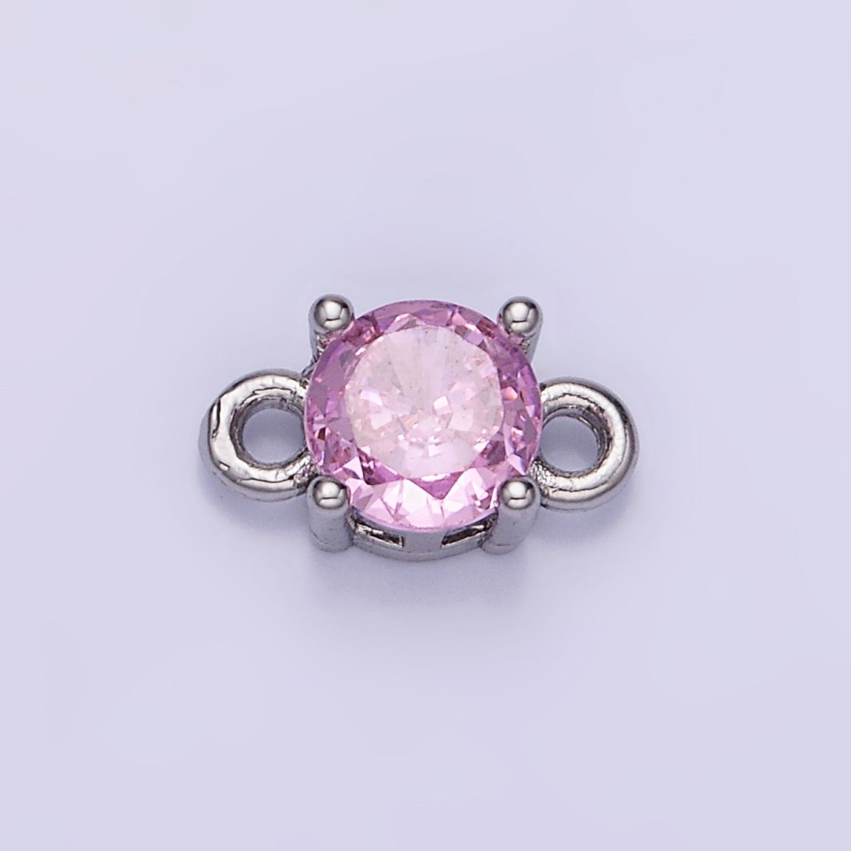 14K Gold Filled Round Birthstone CZ Solitaire Connector in Gold & Silver | G297 - G308