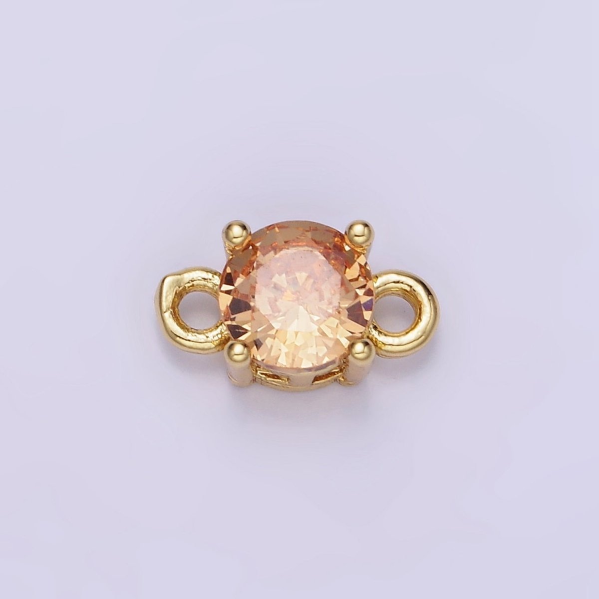 14K Gold Filled Round Birthstone CZ Solitaire Connector in Gold & Silver | G297 - G308