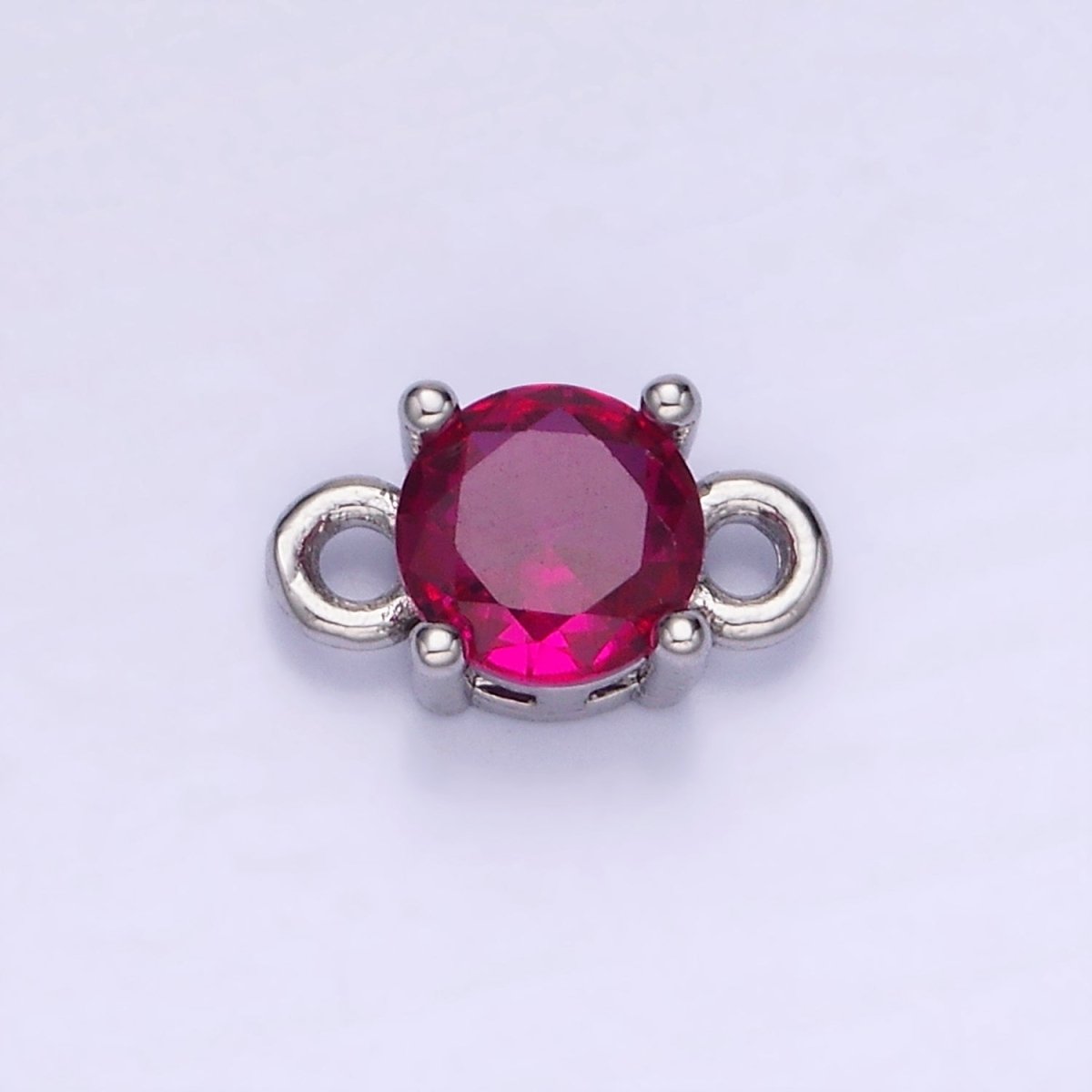 14K Gold Filled Round Birthstone CZ Solitaire Connector in Gold & Silver | G297 - G308
