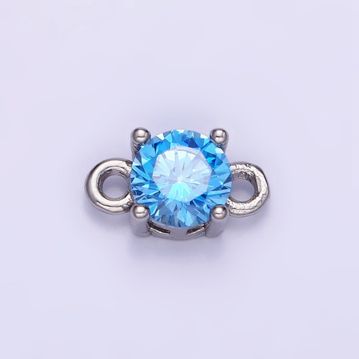 14K Gold Filled Round Birthstone CZ Solitaire Connector in Gold & Silver | G297 - G308
