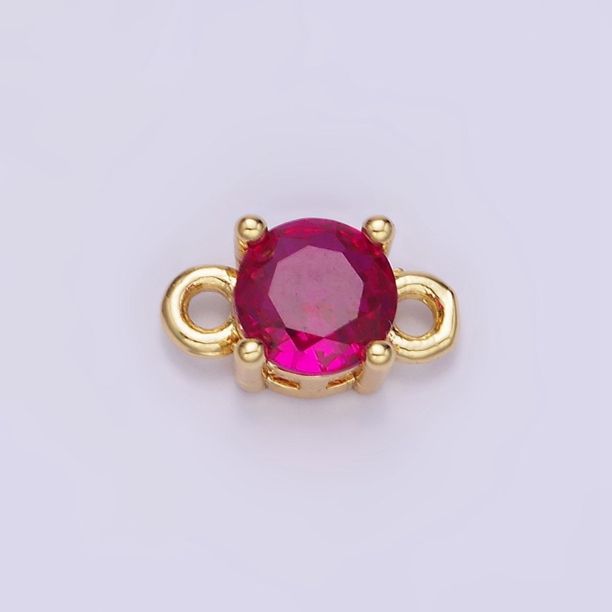 14K Gold Filled Round Birthstone CZ Solitaire Connector in Gold & Silver | G297 - G308