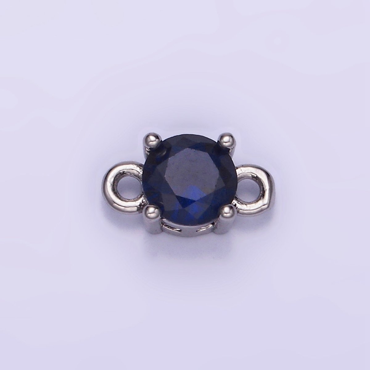 14K Gold Filled Round Birthstone CZ Solitaire Connector in Gold & Silver | G297 - G308