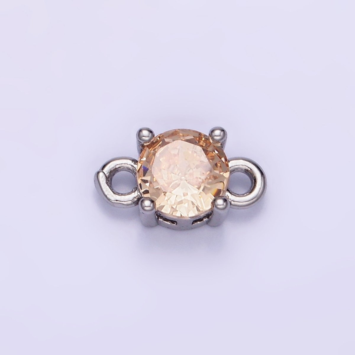 14K Gold Filled Round Birthstone CZ Solitaire Connector in Gold & Silver | G297 - G308