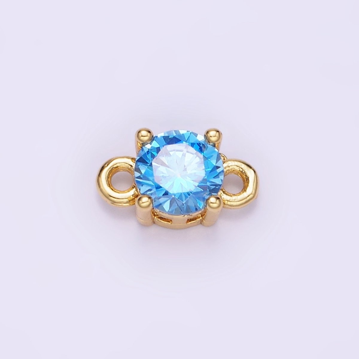 14K Gold Filled Round Birthstone CZ Solitaire Connector in Gold & Silver | G297 - G308