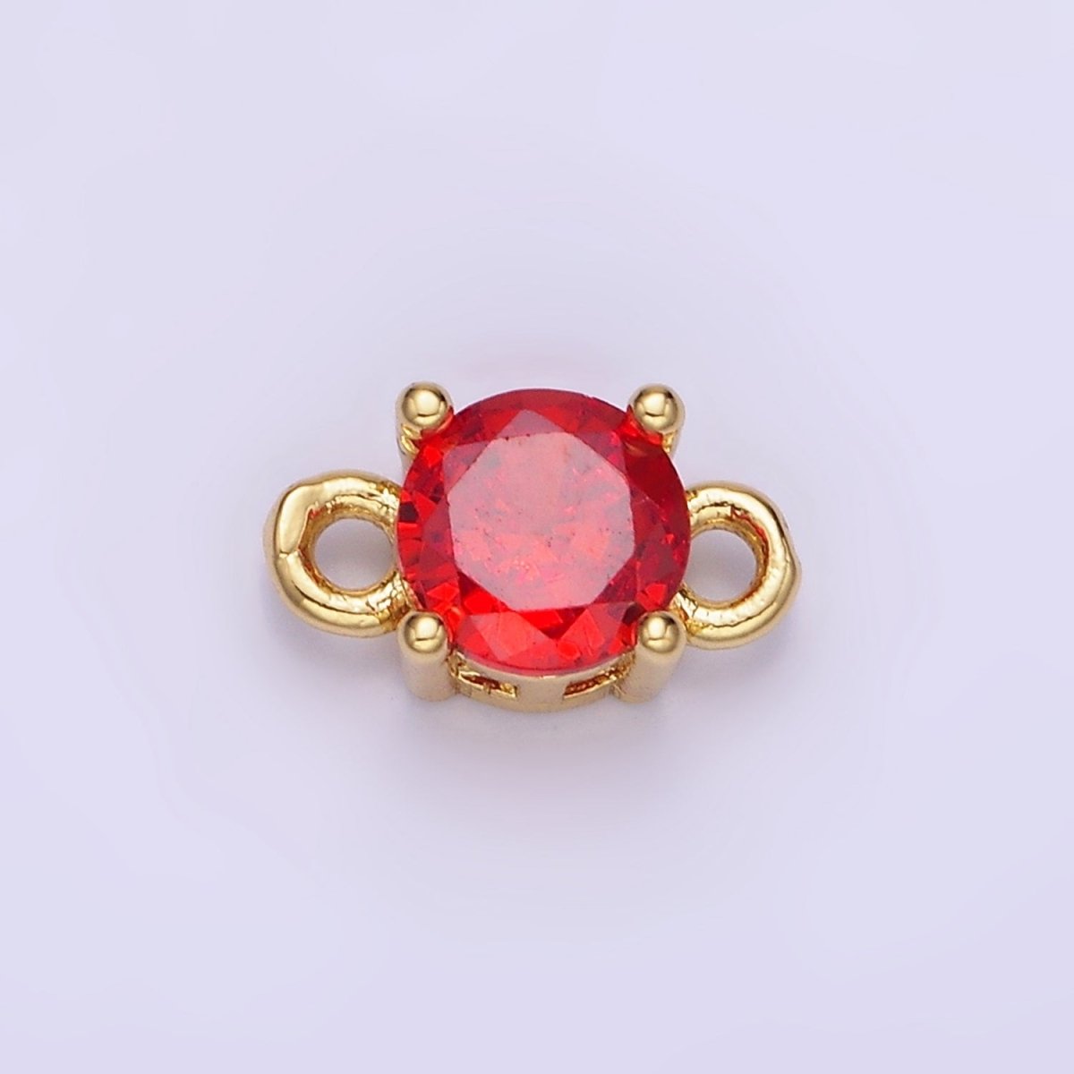 14K Gold Filled Round Birthstone CZ Solitaire Connector in Gold & Silver | G297 - G308