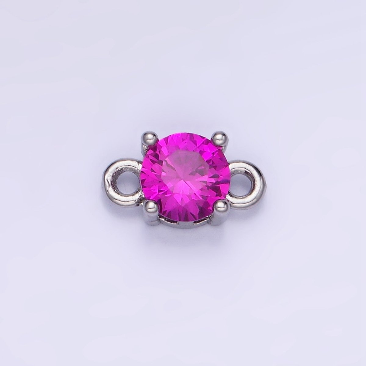 14K Gold Filled Round Birthstone CZ Solitaire Connector in Gold & Silver | G297 - G308