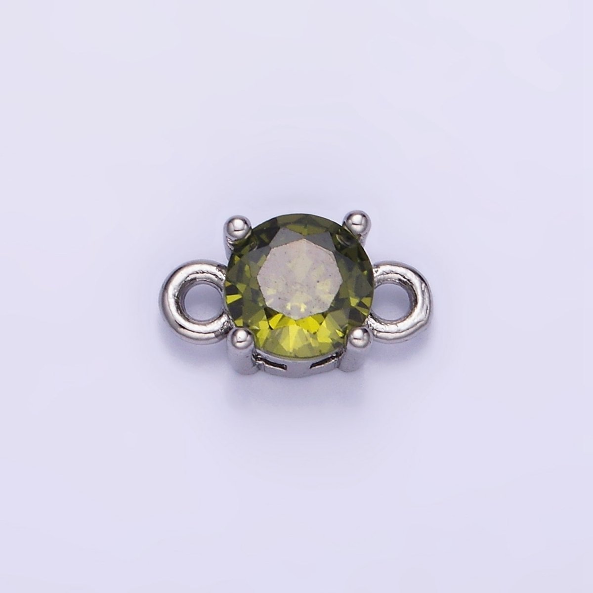 14K Gold Filled Round Birthstone CZ Solitaire Connector in Gold & Silver | G297 - G308