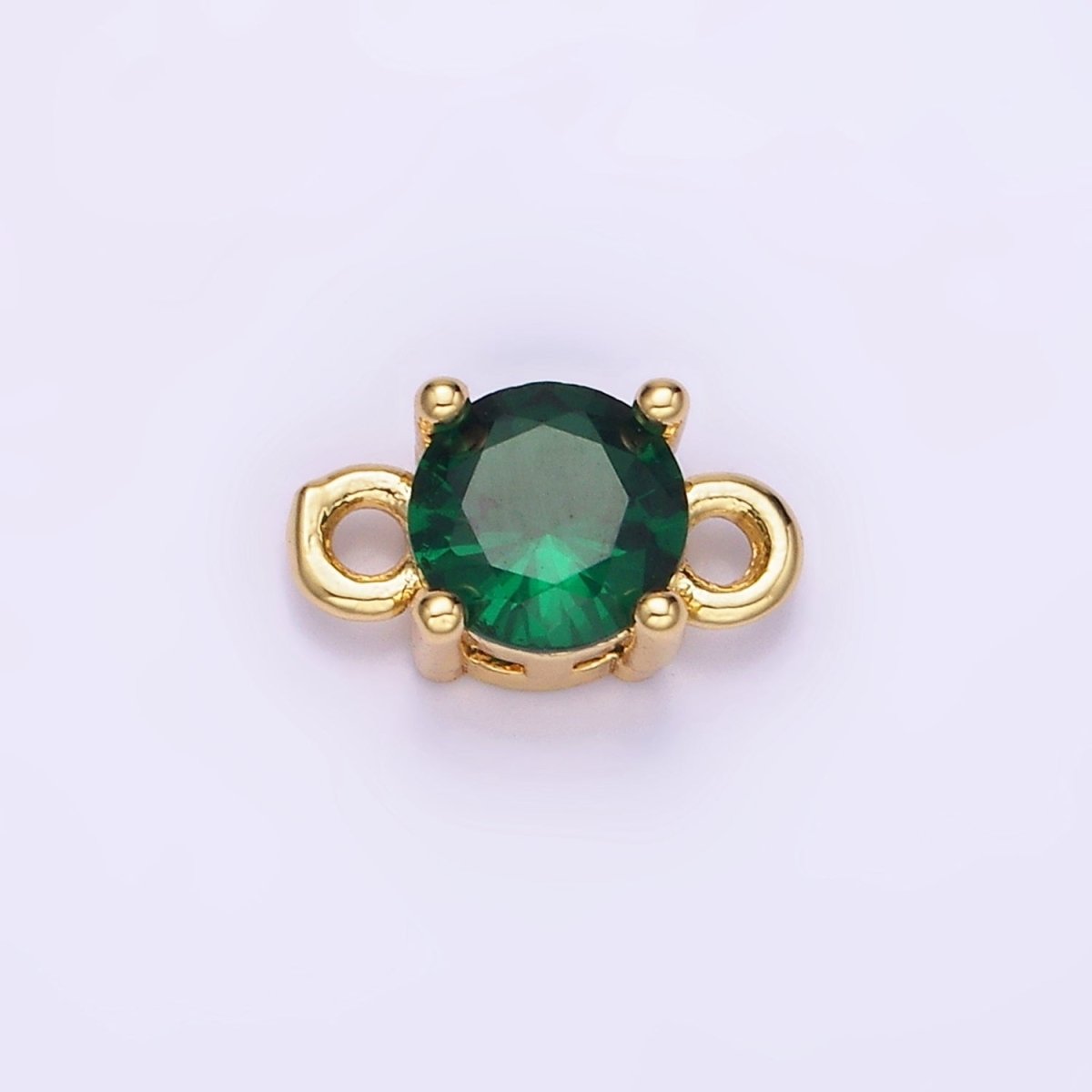 14K Gold Filled Round Birthstone CZ Solitaire Connector in Gold & Silver | G297 - G308