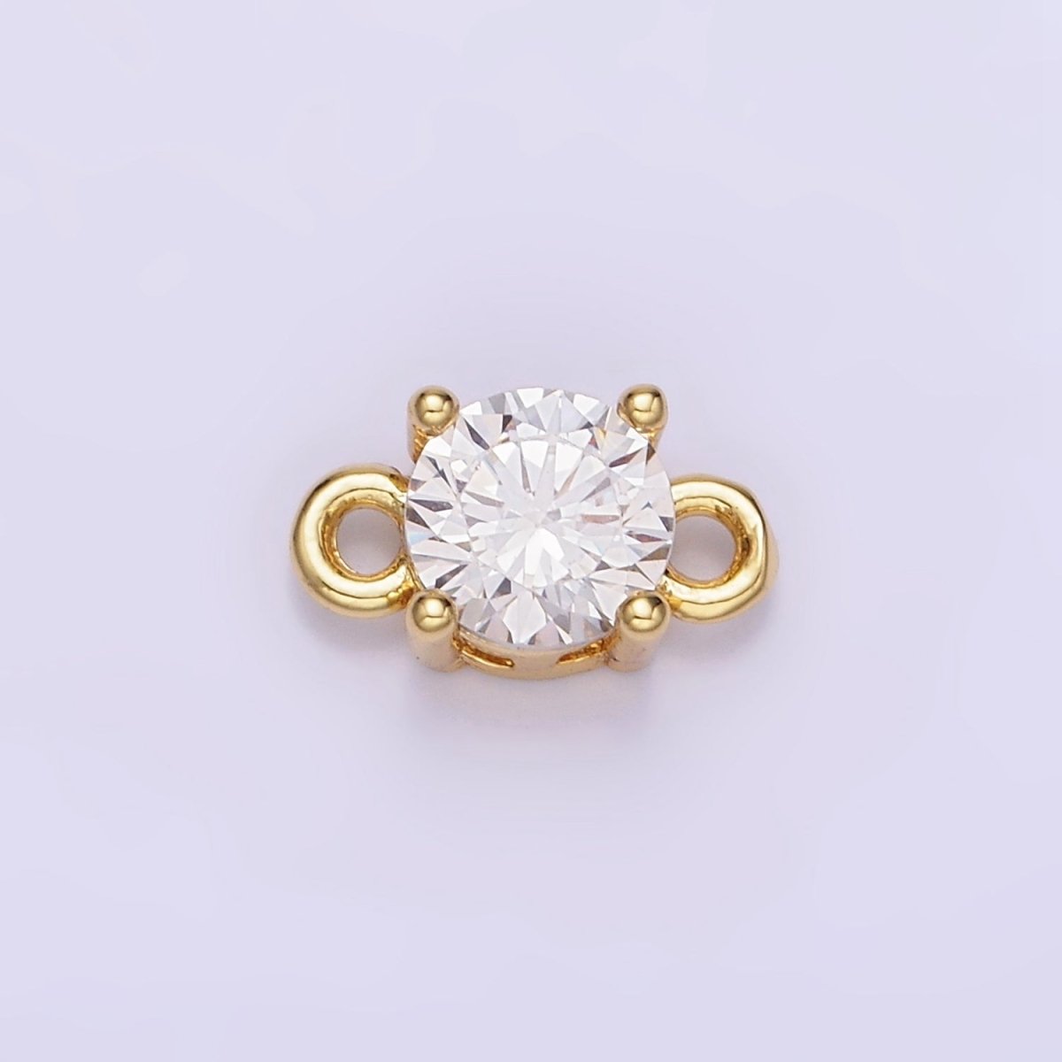 14K Gold Filled Round Birthstone CZ Solitaire Connector in Gold & Silver | G297 - G308