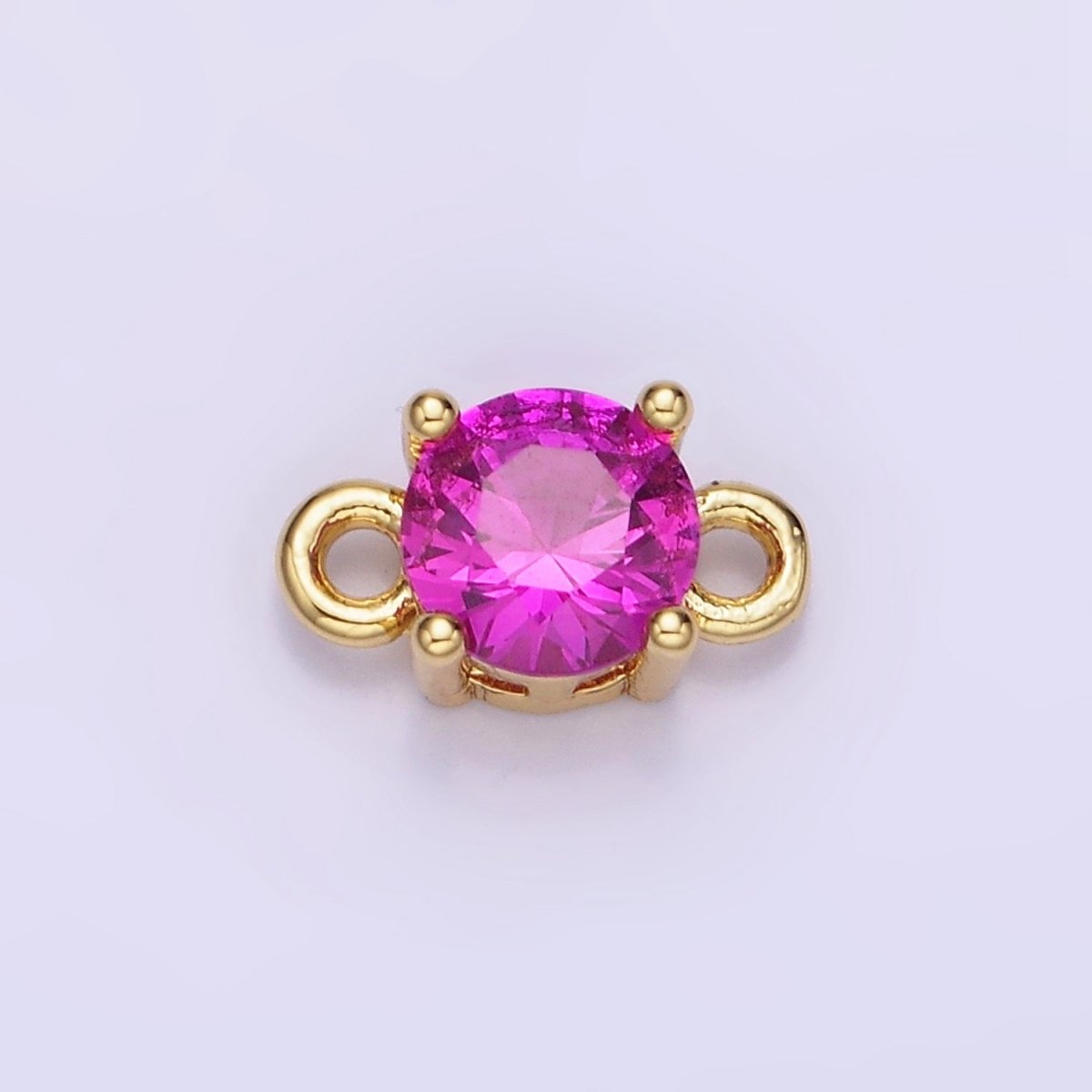 14K Gold Filled Round Birthstone CZ Solitaire Connector in Gold & Silver | G297 - G308
