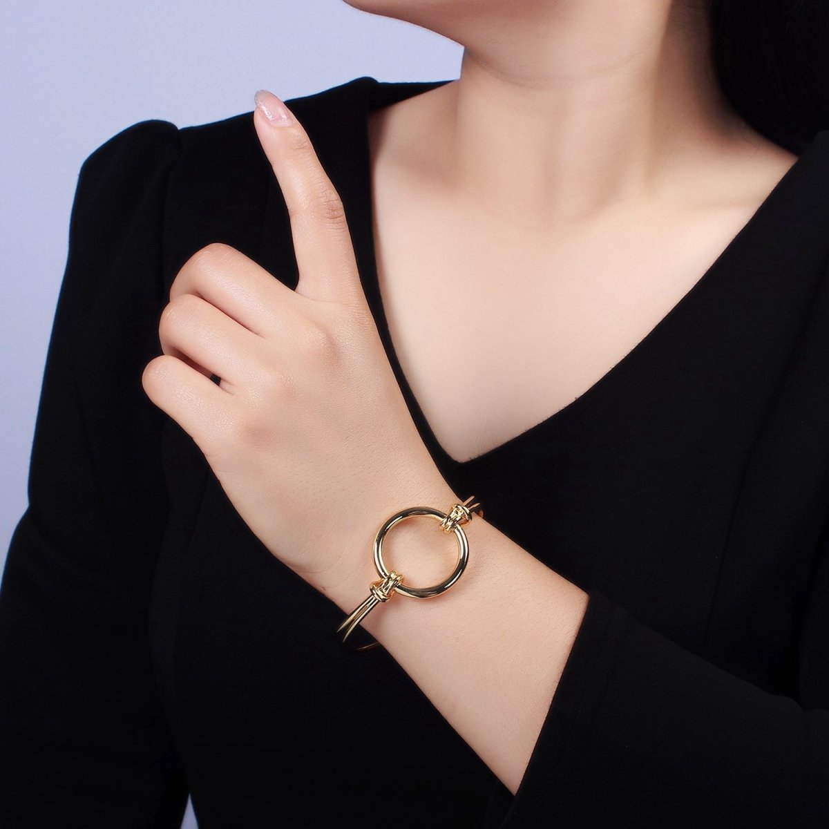 14K Gold Filled Round Circle Rope Tied Minimalist Cuff Bangle Bracelet in Silver & Gold | WA-1943 WA-1944 Clearance Pricing