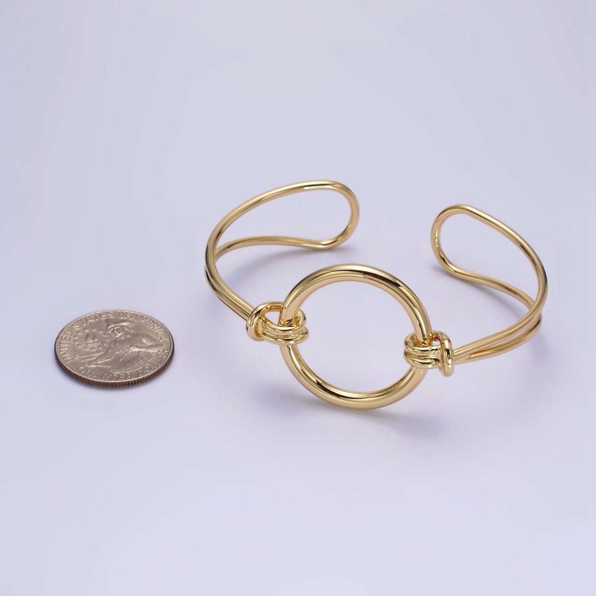 14K Gold Filled Round Circle Rope Tied Minimalist Cuff Bangle Bracelet in Silver & Gold | WA-1943 WA-1944 Clearance Pricing