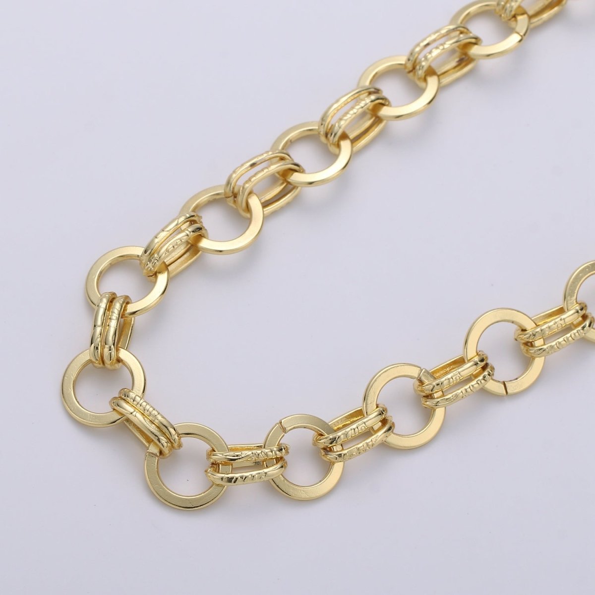 14K Gold Plated Round Double Rolo Link Chain By Yard, Gold Plated Cable Chain By Foot, Round Diameter is 11.9mm | ROLL-304 Clearance Pricing