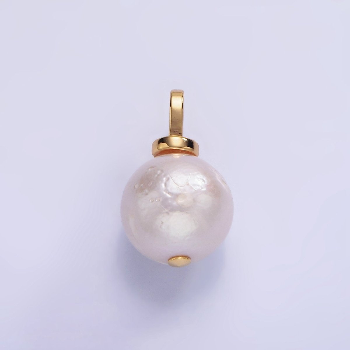 14K Gold Filled Round Freshwater Pearl Micro Paved CZ Bail Pendant | P1693