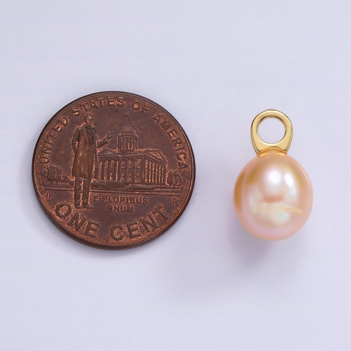 14K Gold Filled Round Pink Freshwater Pearl Drop Pendant | P1662