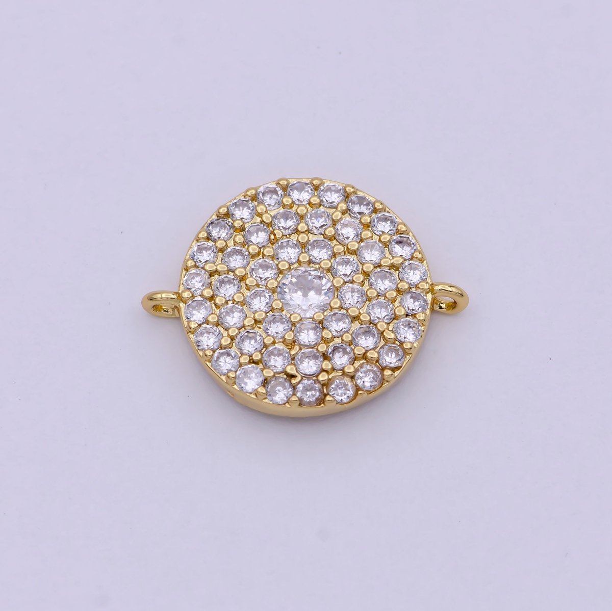 14K Gold Filled Round Shape Charm Connector CZ Micro Pave, Disc Connector, Pave Connector, Connector Charms, Cubic Zirconia F-686