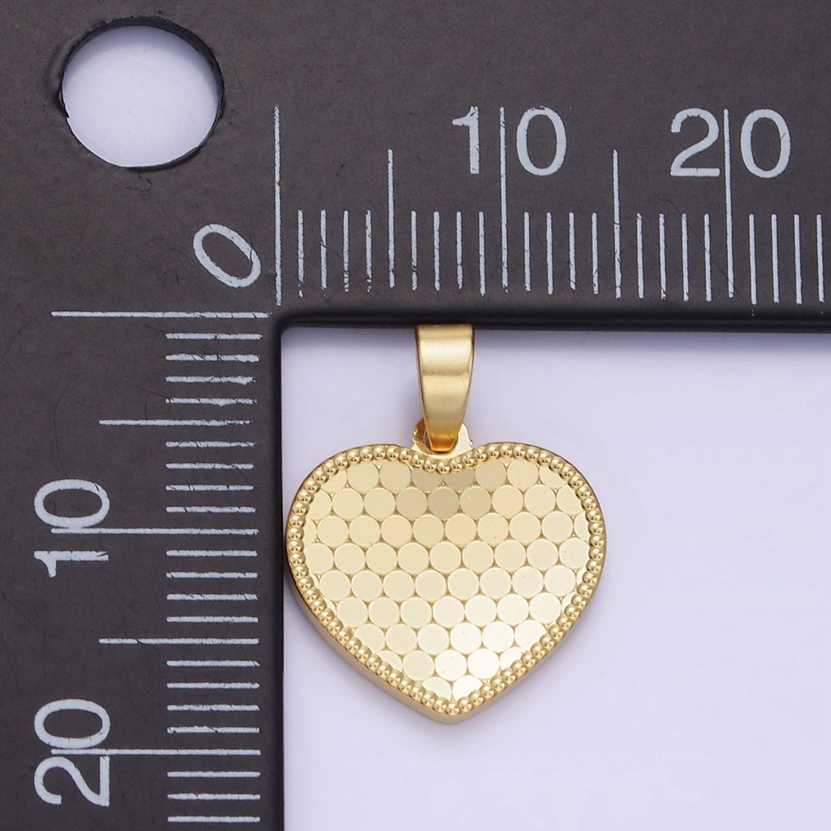 14K Gold Filled Round Textured Minimalist Heart Pendant in Gold & Silver | AA1265