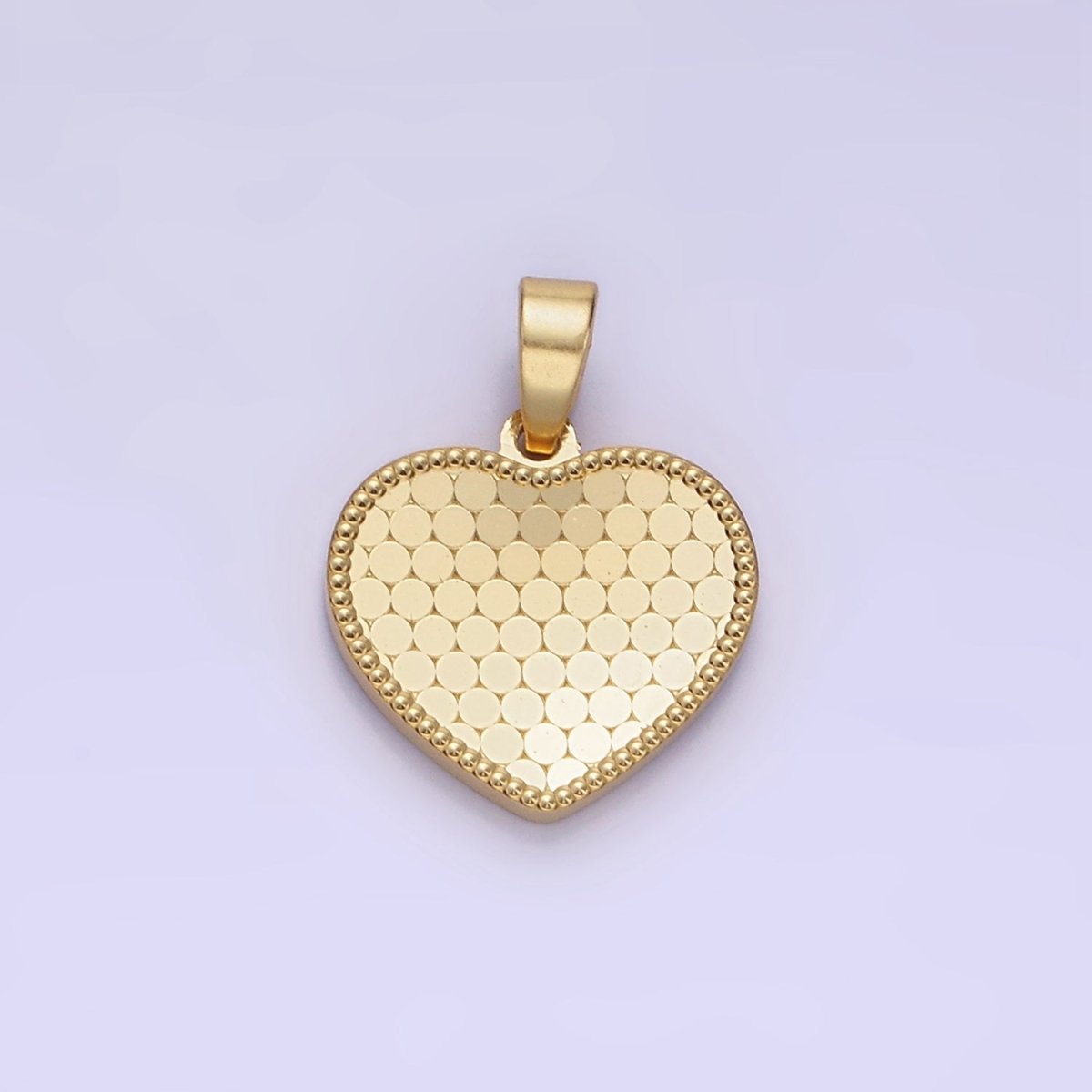 14K Gold Filled Round Textured Minimalist Heart Pendant in Gold & Silver | AA1265