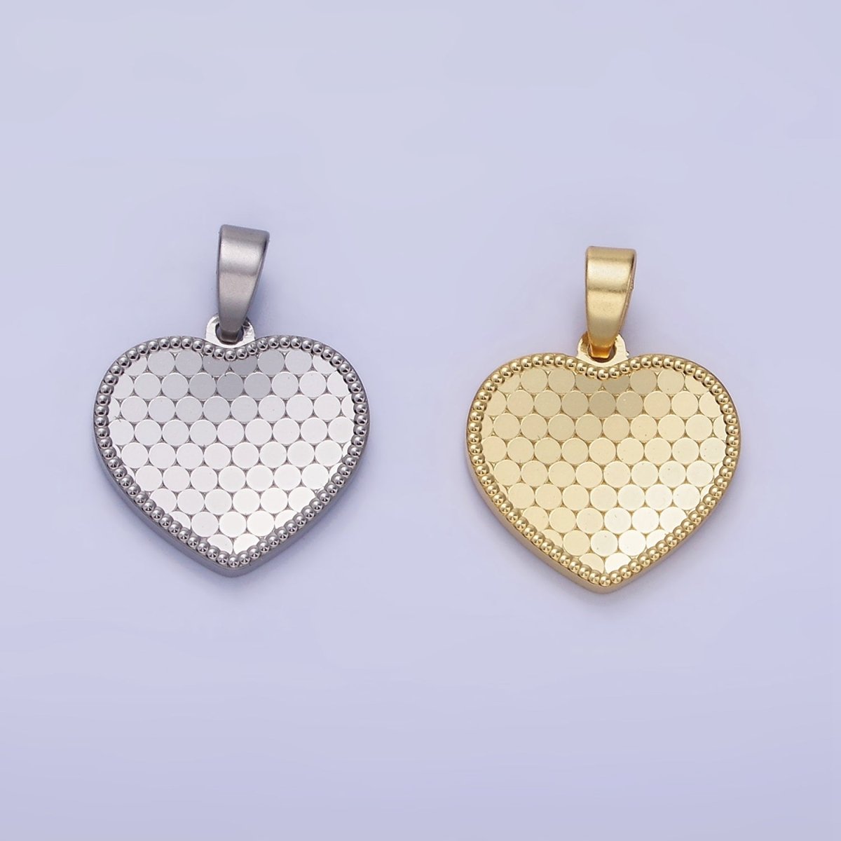 14K Gold Filled Round Textured Minimalist Heart Pendant in Gold & Silver | AA1265