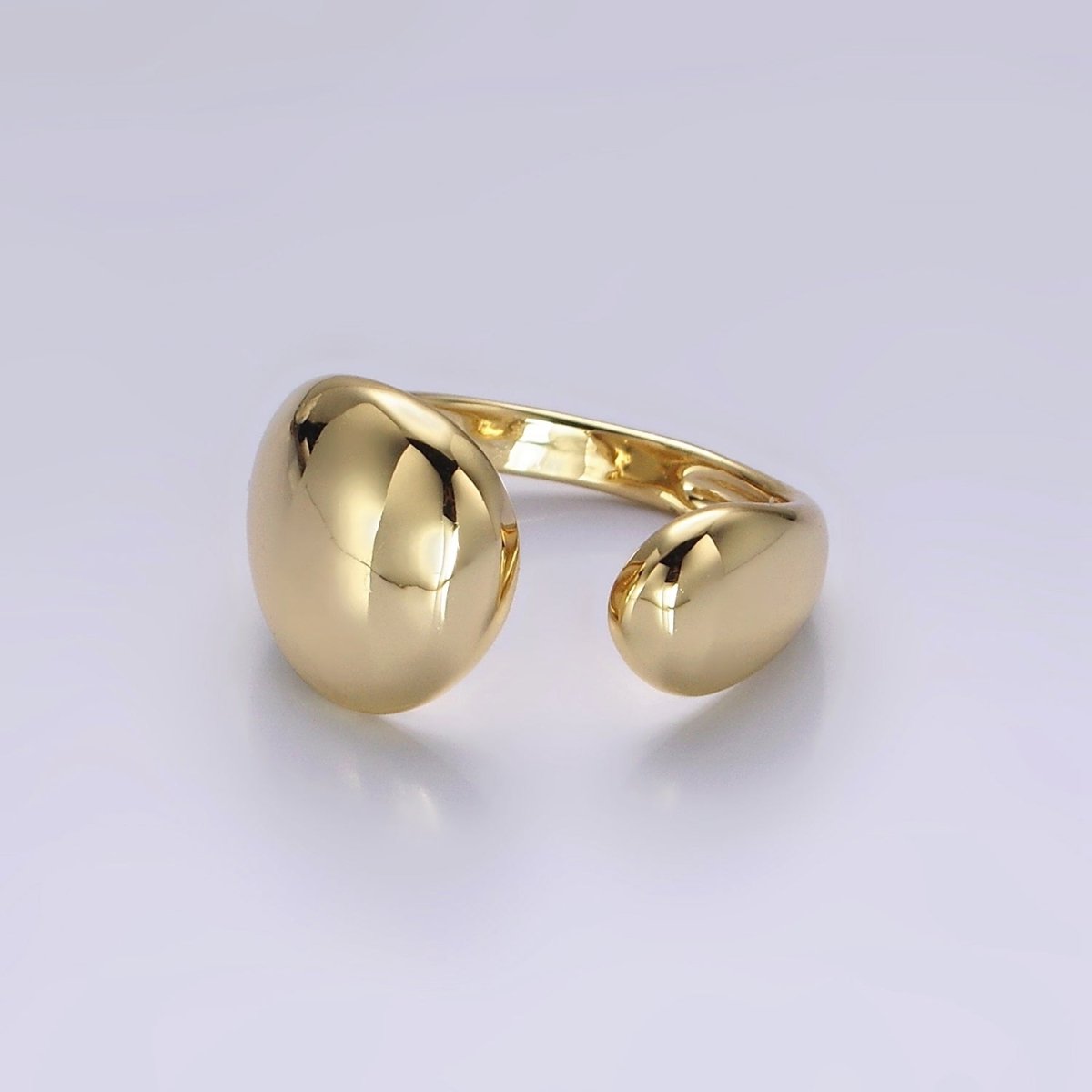 14K Gold Filled Rounded Flat Bar Minimalist Wrap Claw Ring | O579