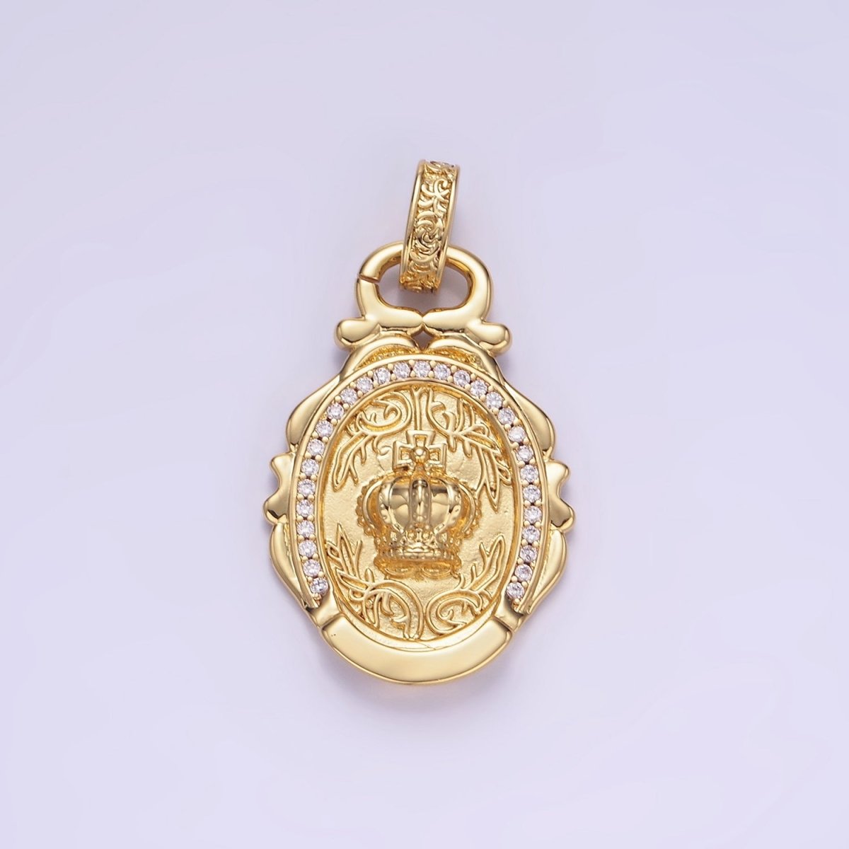 14K Gold Filled Royal Crown Micro Paved CZ Artisan Rhondelle Bail | AA1245