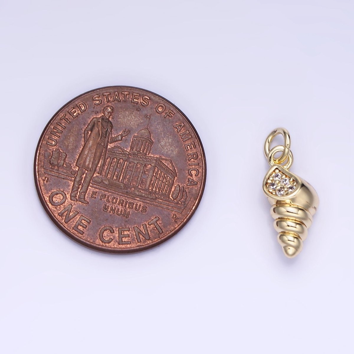 14k Gold Filled Seashell 15mm CZ Mini Shell Charm | AG-674