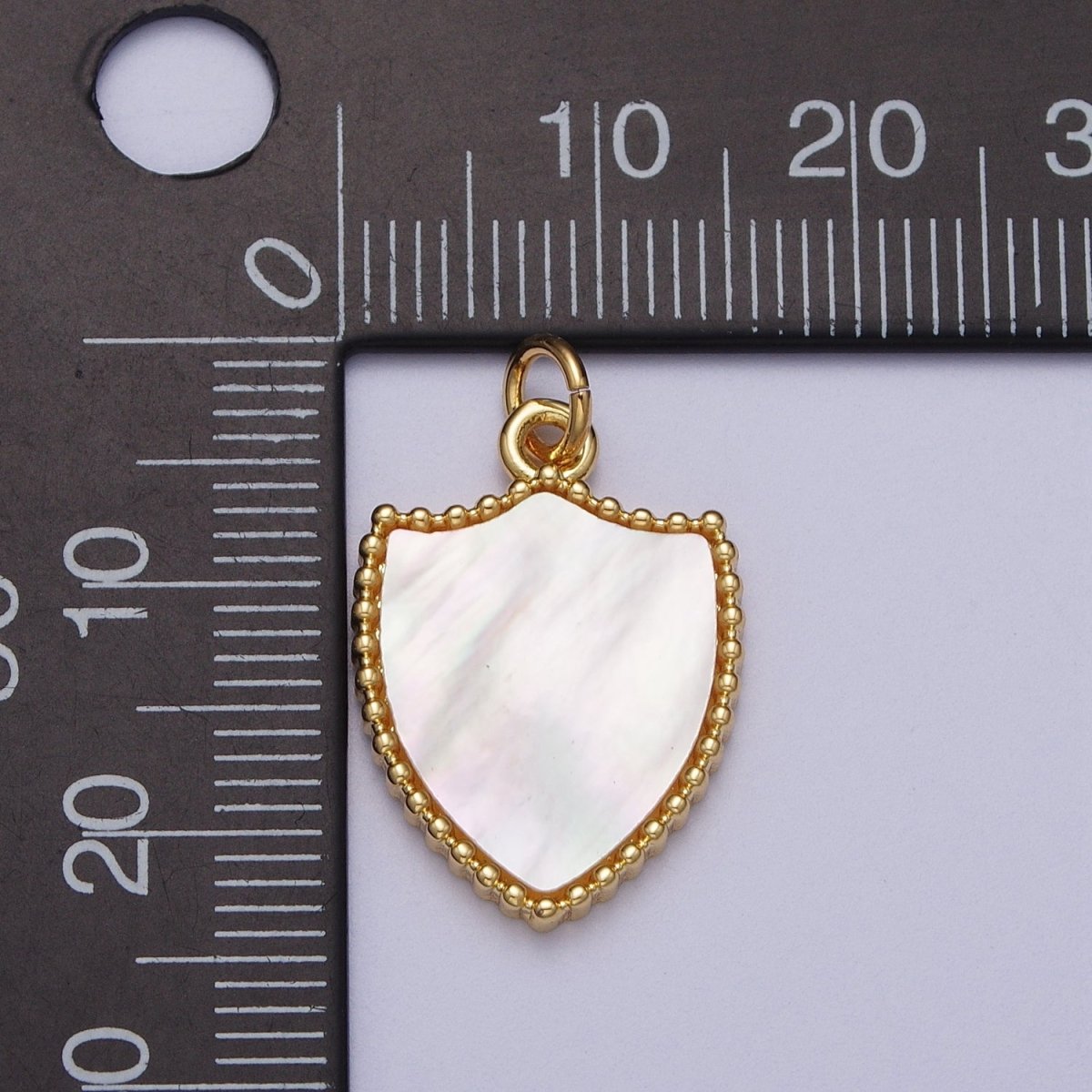 14K Gold Filled Shell Pearl, Abalone Family Crest Shield Charm E-540 E-543