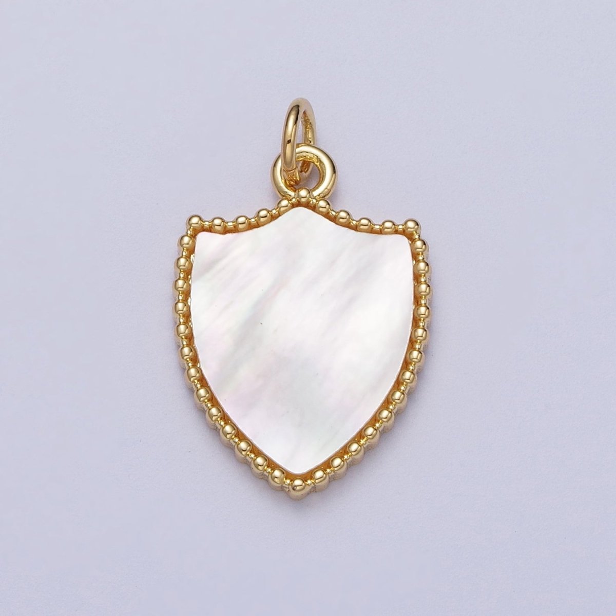 14K Gold Filled Shell Pearl, Abalone Family Crest Shield Charm E-540 E-543