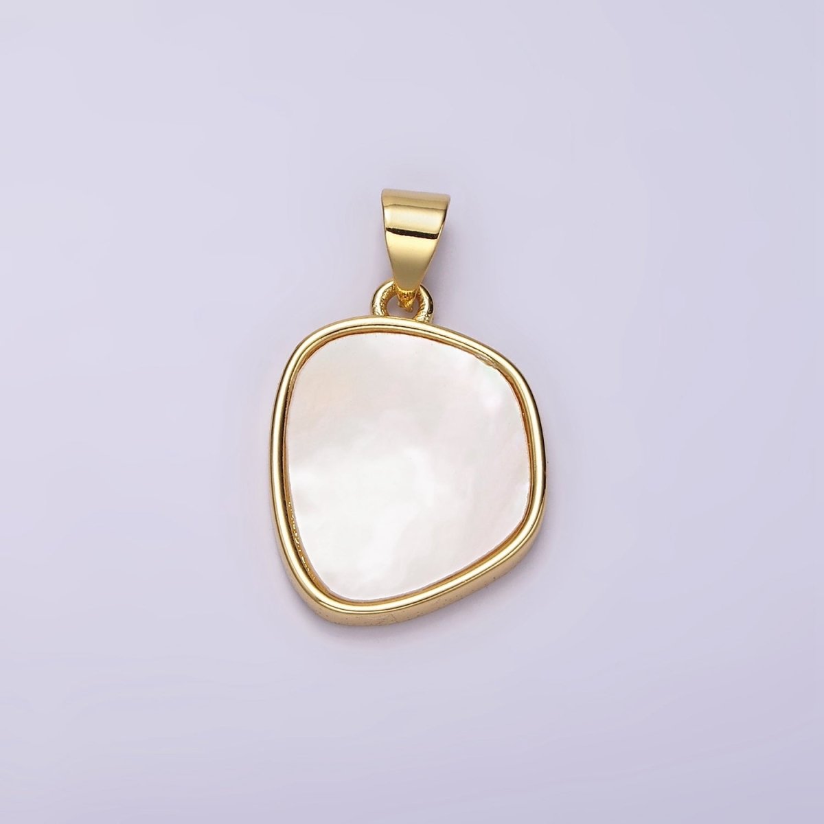 14K Gold Filled Shell Pearl Abstract Bezel Pendant | N1950