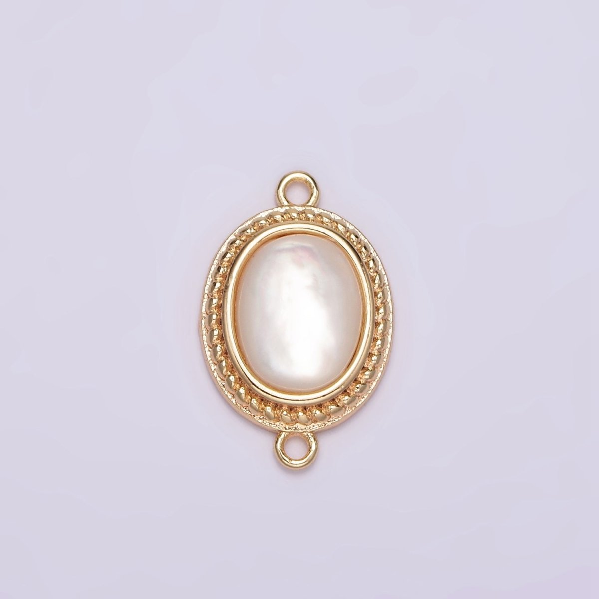 14K Gold Filled Shell Pearl Braided Bezel Oval Connector in Gold & Silver | G264