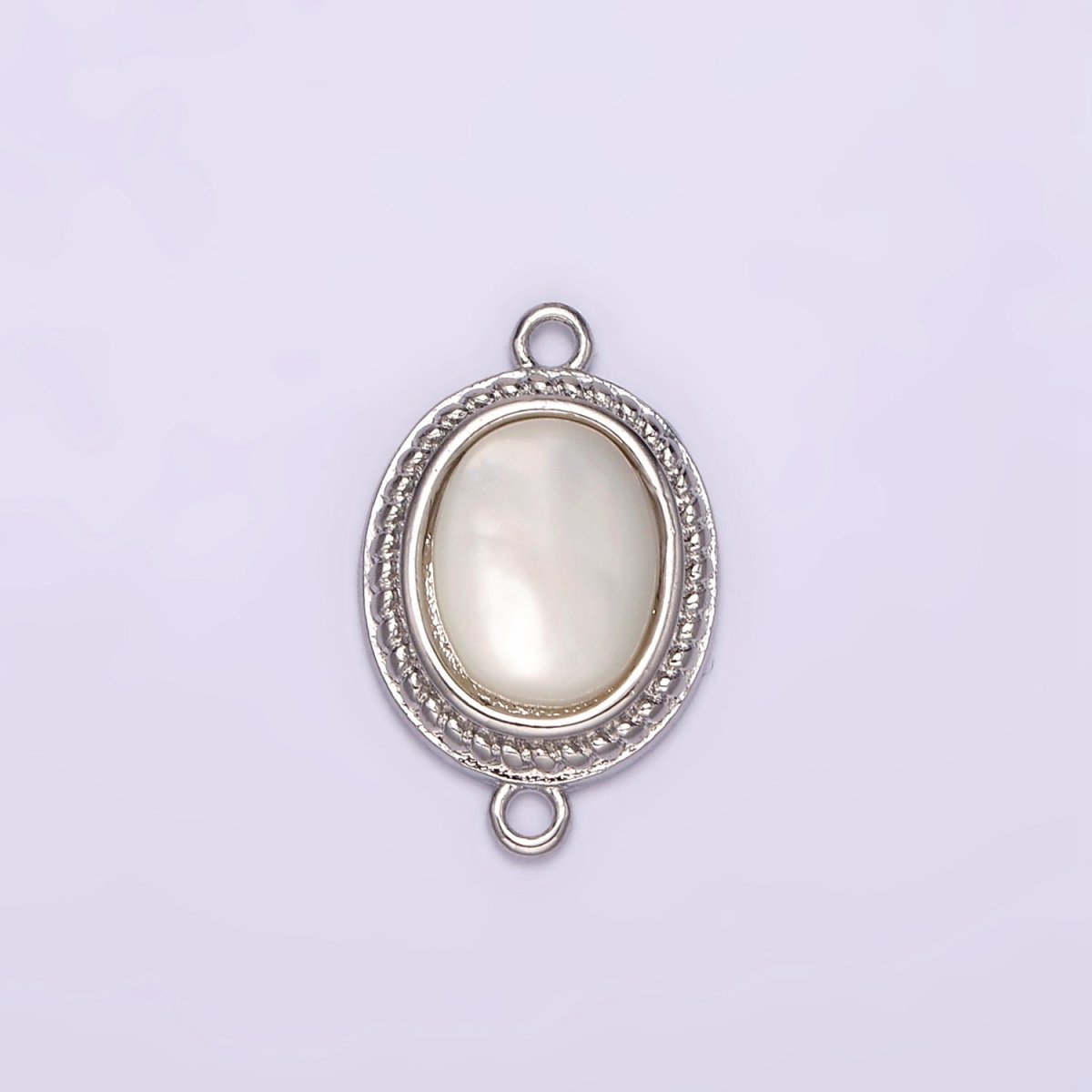 14K Gold Filled Shell Pearl Braided Bezel Oval Connector in Gold & Silver | G264