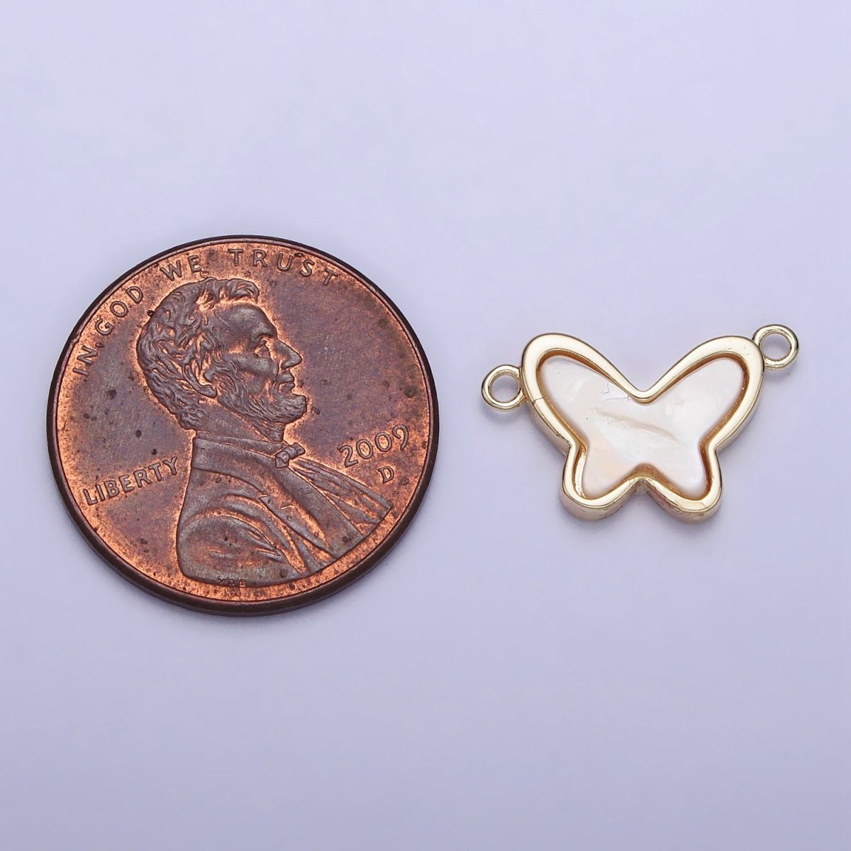 14K Gold Filled Shell Pearl Butterfly Mariposa Animal Connector | Y-875