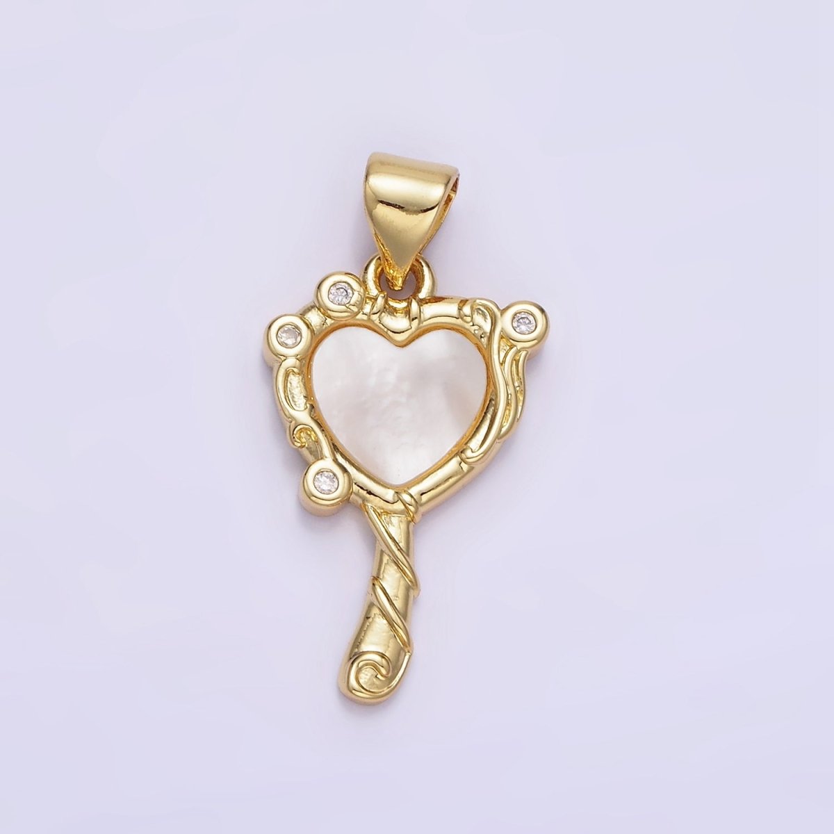 14K Gold Filled Shell Pearl CZ Molten Heart Pendant in Gold & Silver | AA1189