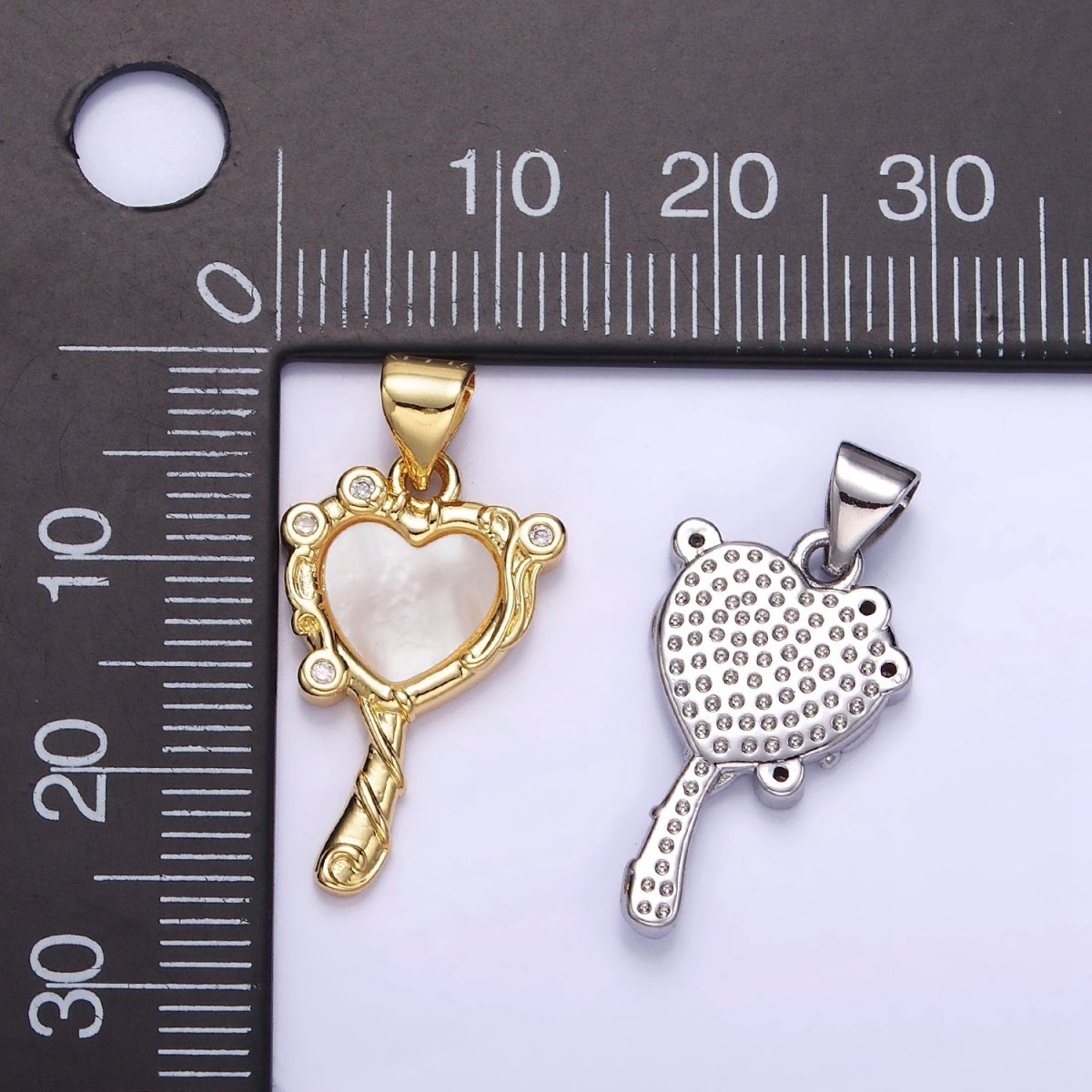 14K Gold Filled Shell Pearl CZ Molten Heart Pendant in Gold & Silver | AA1189