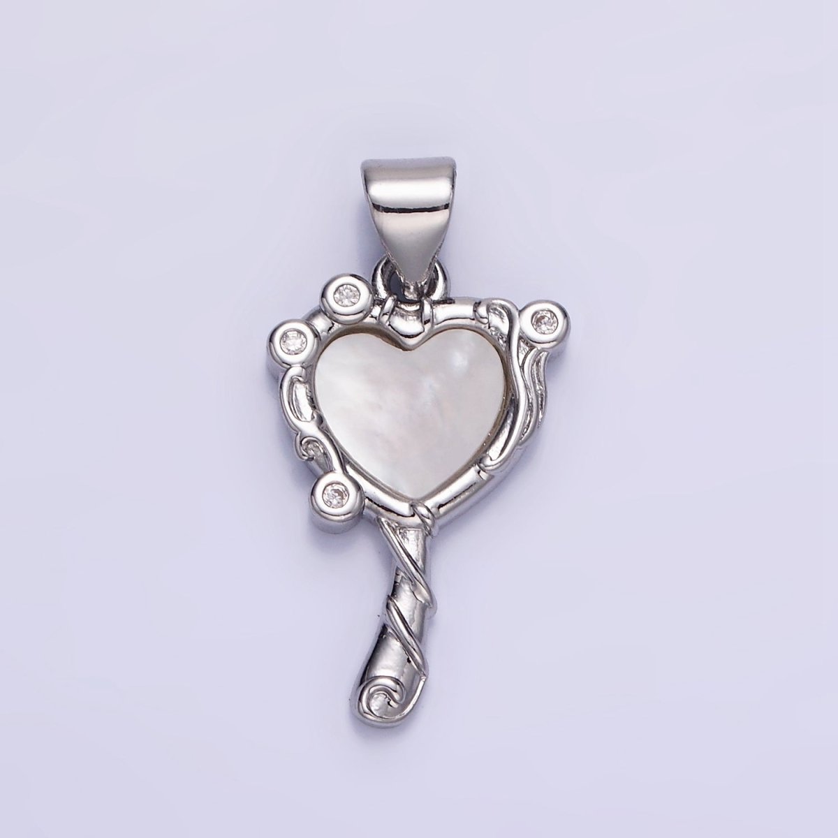 14K Gold Filled Shell Pearl CZ Molten Heart Pendant in Gold & Silver | AA1189