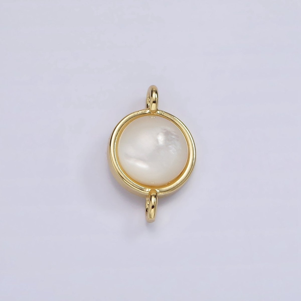 14K Gold Filled Shell Pearl Round Bezel Connector | G225