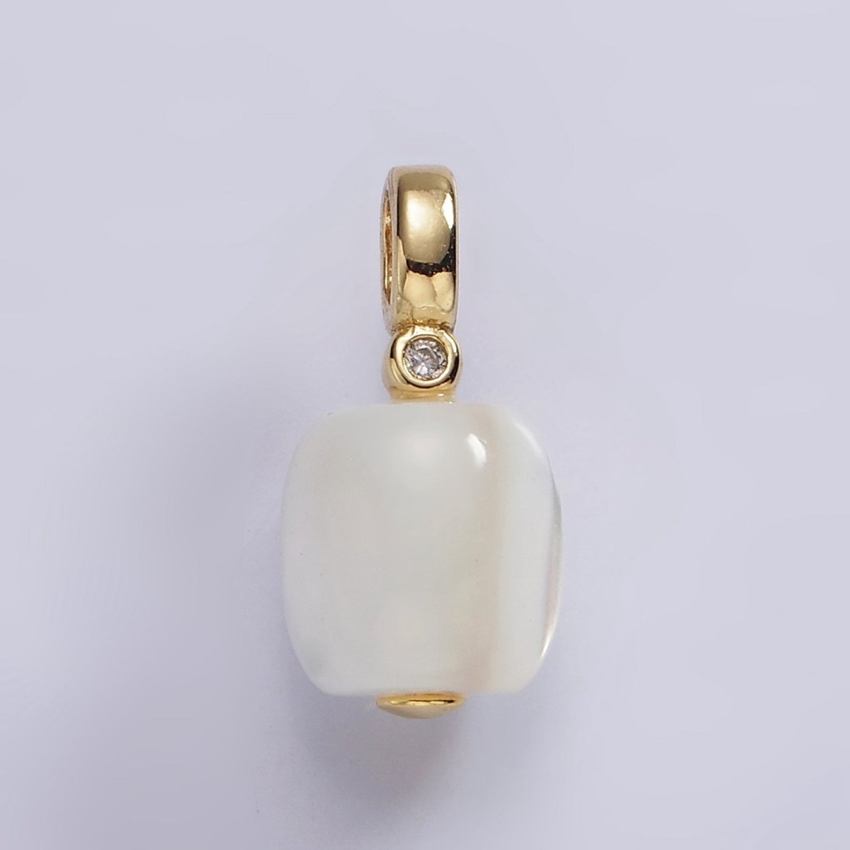 14K Gold Filled Shell Pearl Square BZ Bezel Pendant | P1664