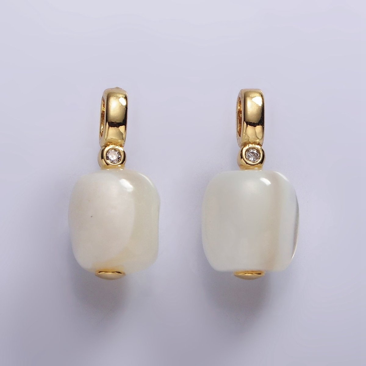 14K Gold Filled Shell Pearl Square BZ Bezel Pendant | P1664