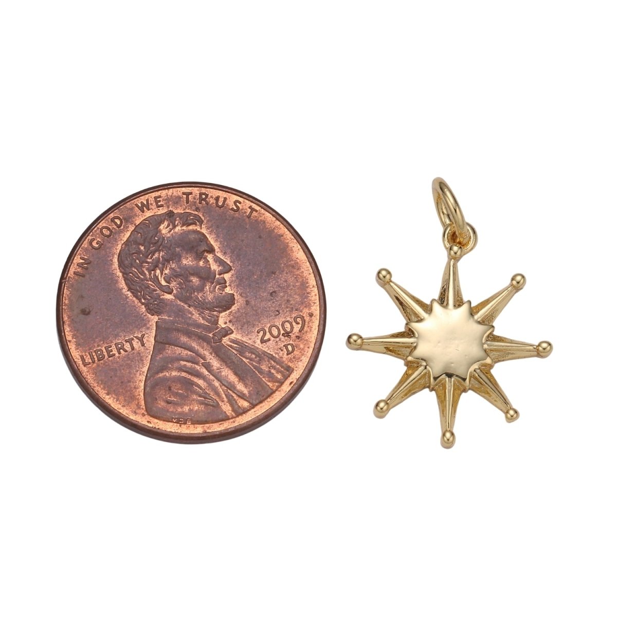 14K Gold Filled Shining Star Pendant Shining Star Charm, Celestial Jewelry Northern Star ChaRM Eight Point Star Charm E-055